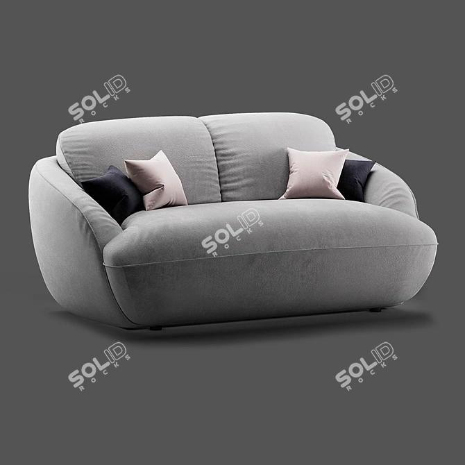 Alpine Cotton Bench: Cozy Comfort in Melange 3D model image 7