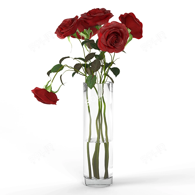 Elegant Red Rose Bouquet 3D model image 4