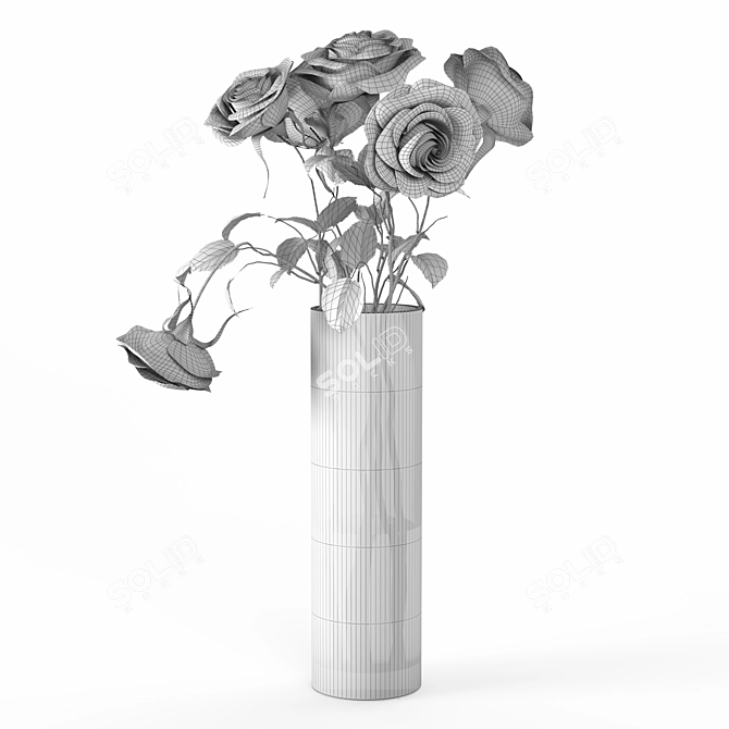 Elegant Red Rose Bouquet 3D model image 7