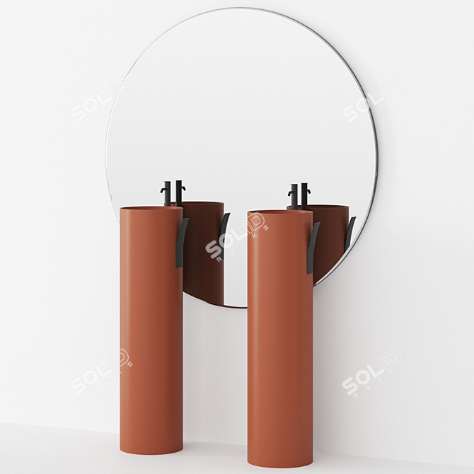Strato: Round Mirror with Integrated Lighting 3D model image 1