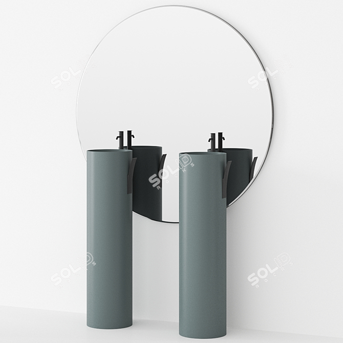 Strato: Round Mirror with Integrated Lighting 3D model image 2