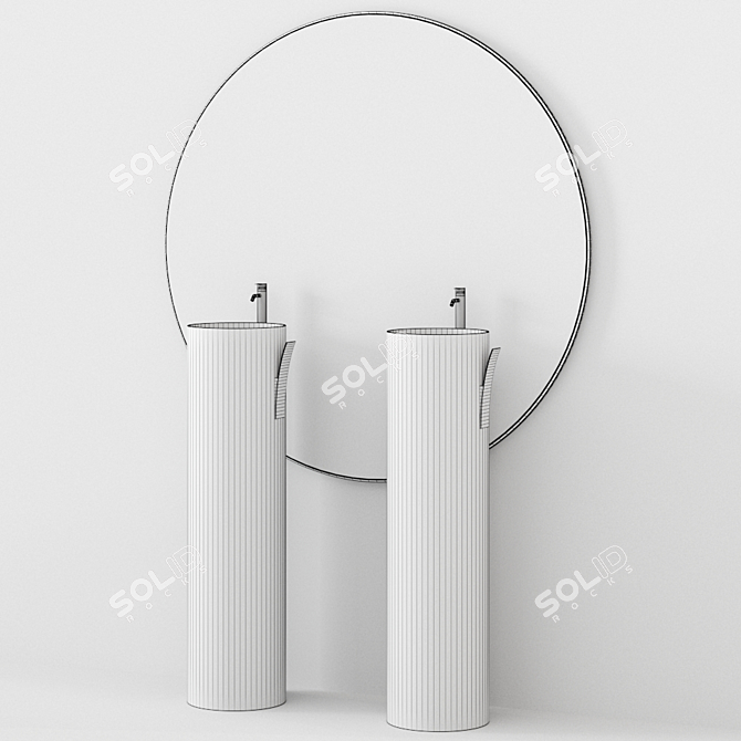 Strato: Round Mirror with Integrated Lighting 3D model image 3