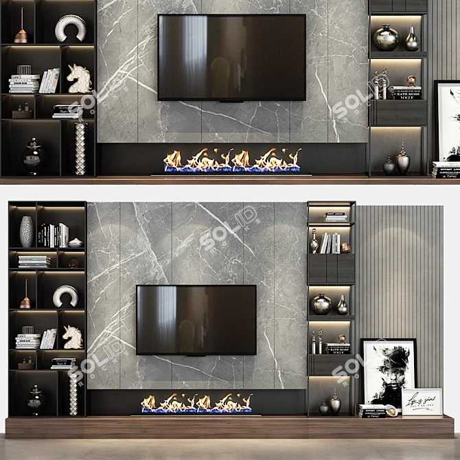 Sleek TV Shelf Stand 3D model image 1