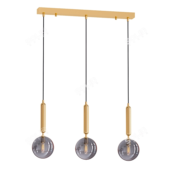 Elegant Brass Pendant with Ball Glass Shade 3D model image 1