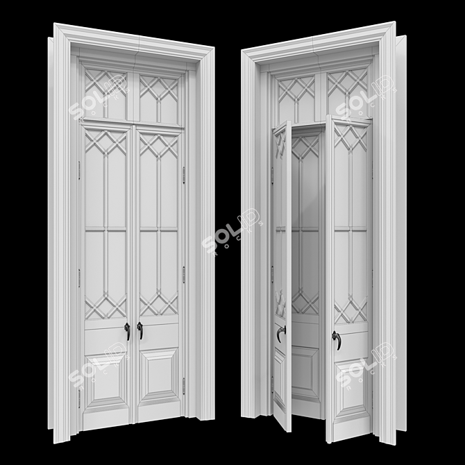 Elegant Double Door, 2900-3000x1050-1250mm 3D model image 5