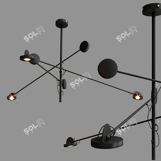 Modern Black FLICK Pendant Lamp 3D model image 1