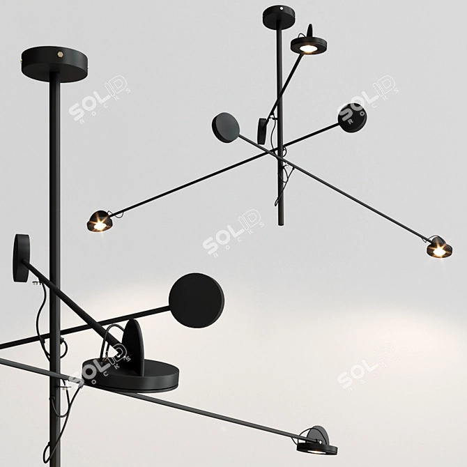 Modern Black FLICK Pendant Lamp 3D model image 2