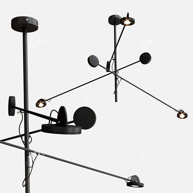 Modern Black FLICK Pendant Lamp 3D model image 5