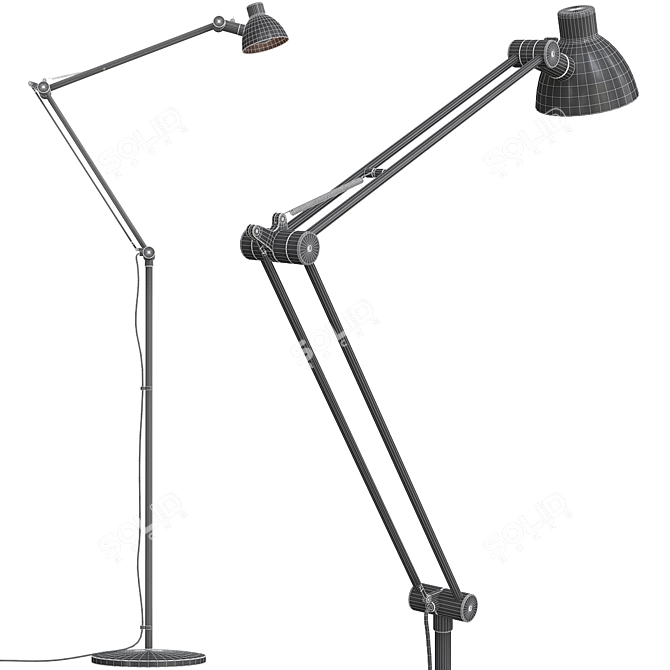 Antifoni Nickel Floor Reading Lamp 3D model image 2