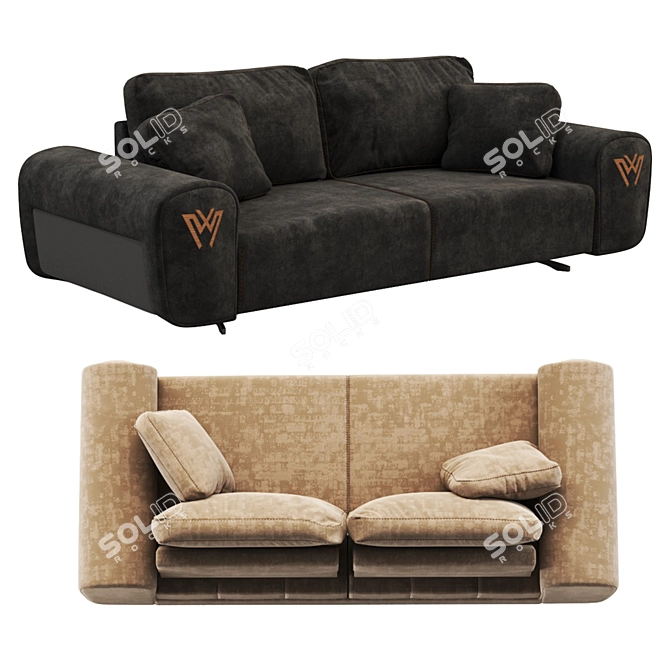 Misis Elegant Three-Seater Sofa 3D model image 4