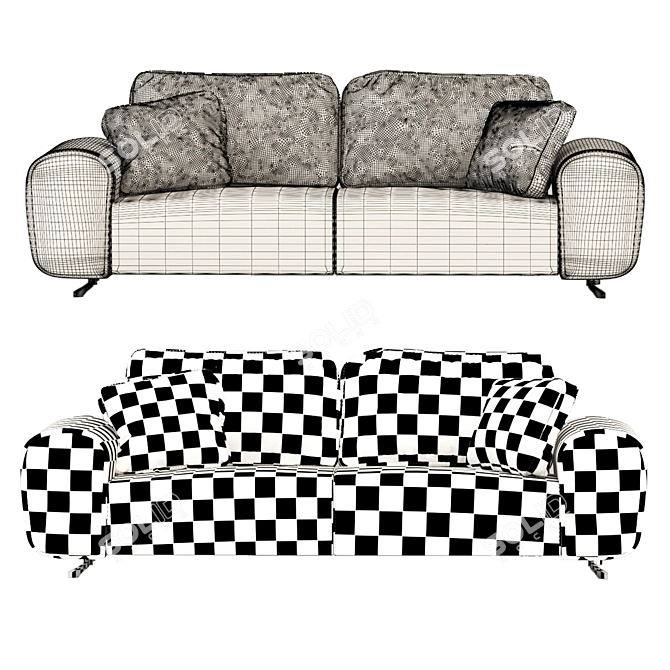 Misis Elegant Three-Seater Sofa 3D model image 6