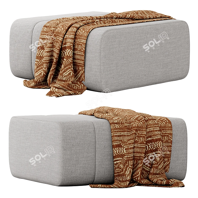 Cooper Fabric Ottoman: Stylish & Functional 3D model image 1