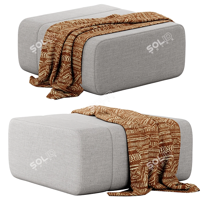 Cooper Fabric Ottoman: Stylish & Functional 3D model image 2