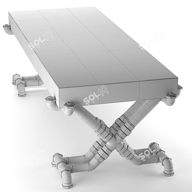 Industrial Steel Table 3D model image 6