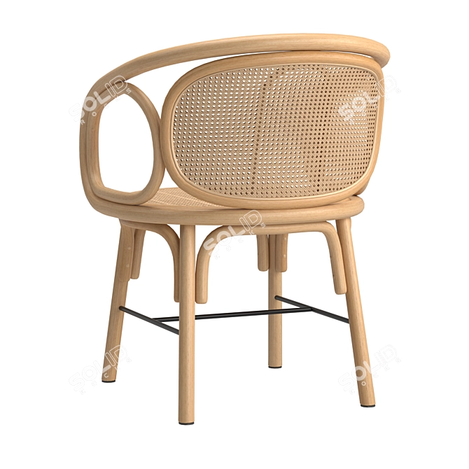 Sleek Rattan Dining Chair 3D model image 3