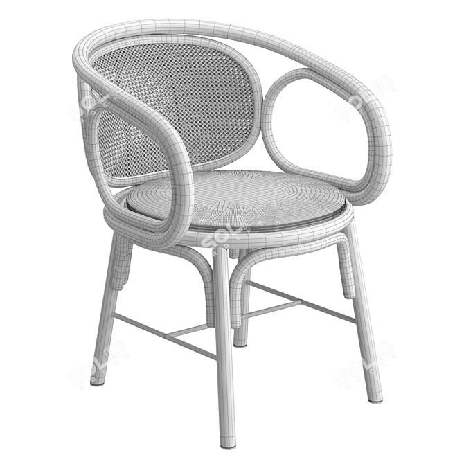 Sleek Rattan Dining Chair 3D model image 6