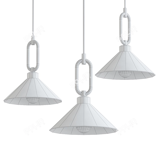 Macaron Pendant Light: Metal Shade & Oval Ring 3D model image 2