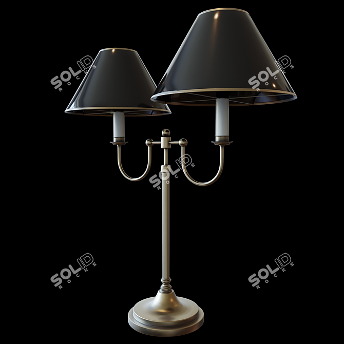 Vintage Double Flemish Desk Lamp 3D model image 2
