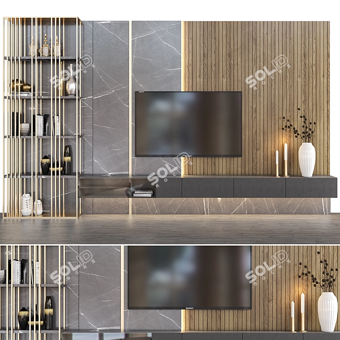 Versatile TV Wall Decor 3D model image 1