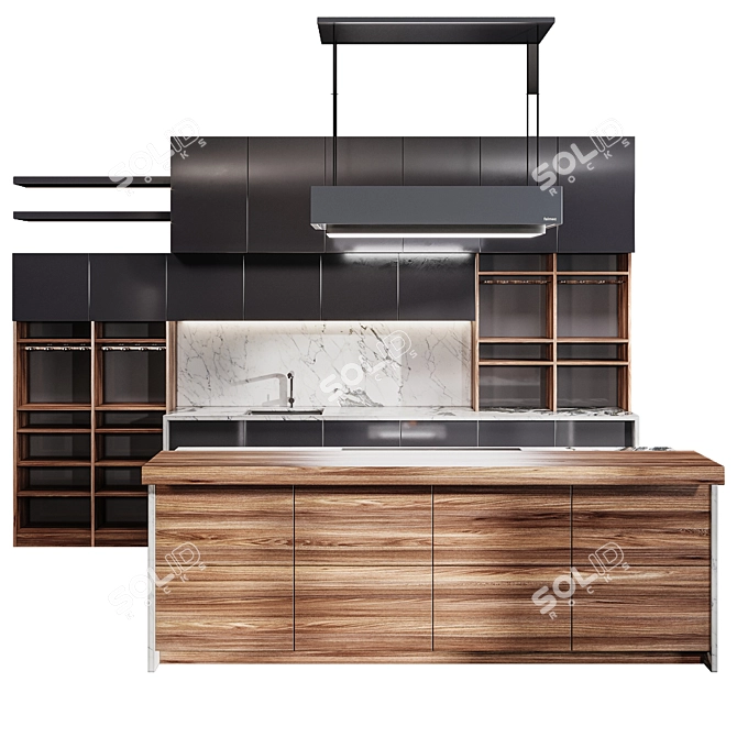 Modern Kitchen 2015: Spacious & Stylish 3D model image 1