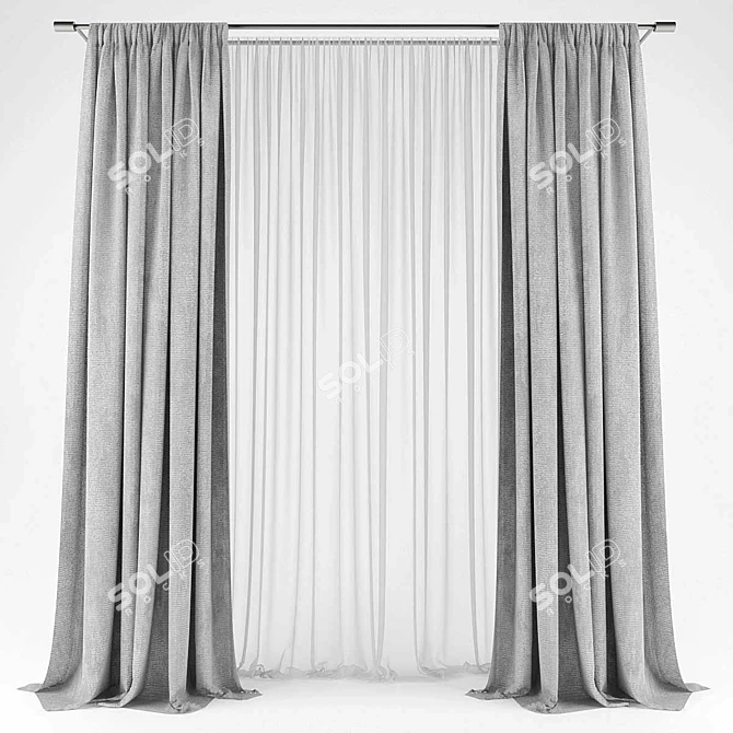 Polyester Curtains: 107288 Polys, 108781 Verts 3D model image 2