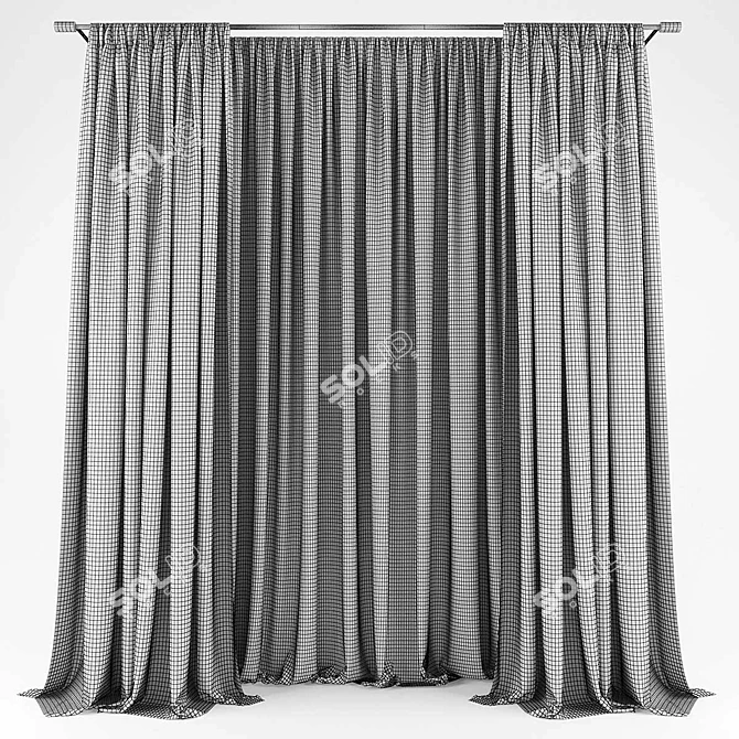 Polyester Curtains: 107288 Polys, 108781 Verts 3D model image 1