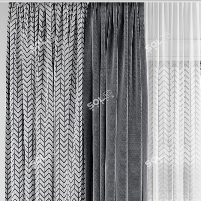 Polygonal Curtain Model + 3ds Max & Obj Files 3D model image 2