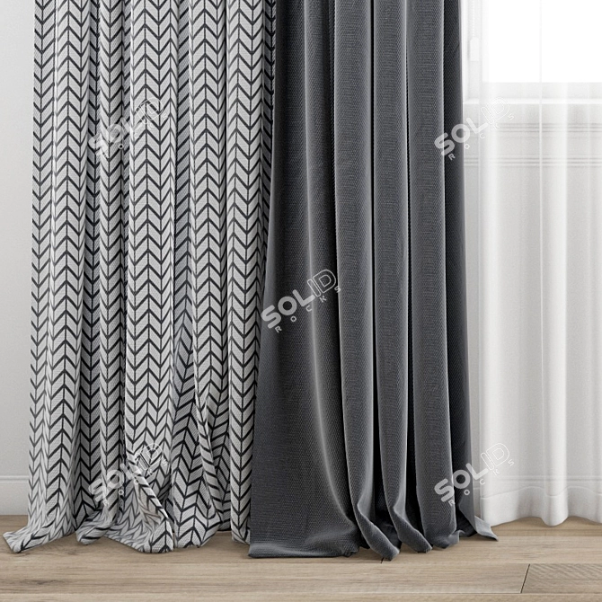 Polygonal Curtain Model + 3ds Max & Obj Files 3D model image 4