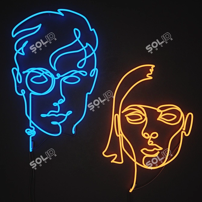 Title: CyberPunk Neon Sign Set 3D model image 1