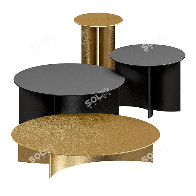 Sleek Marble Coffee Tables 3D model image 1