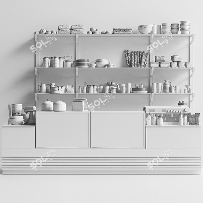 Cafe Design 2: Sleek Coffee Machine & Tempting Treats 3D model image 2