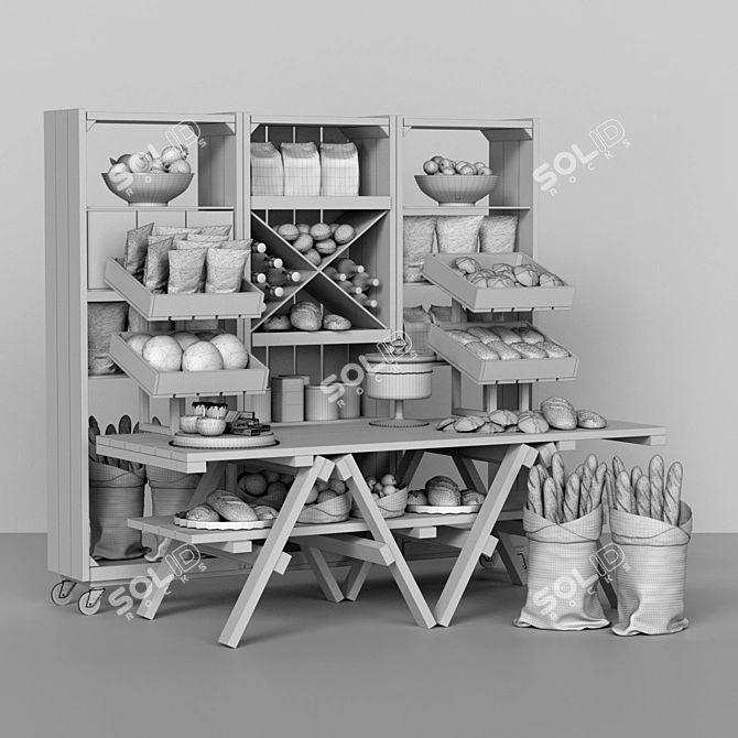 Market Showcase: Bread, Baguettes, Pastries & More 3D model image 2