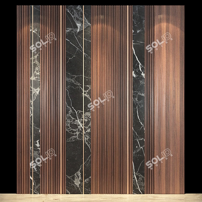 Elegant Geometric Wall Panel 3D model image 1