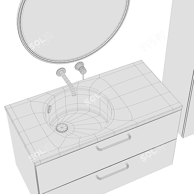 Elegant Odeon Rive Gauche Washbasin 3D model image 4