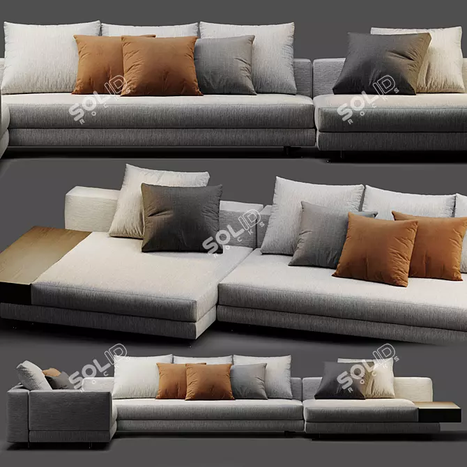 Sleek Minotti White Sofa 3D model image 1