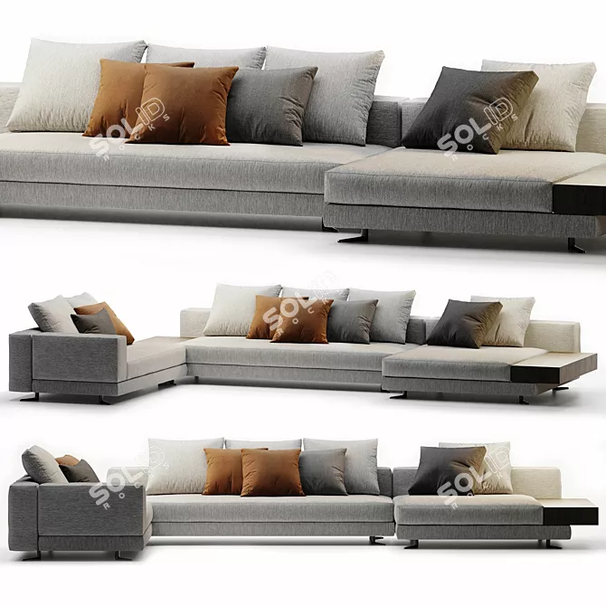 Sleek Minotti White Sofa 3D model image 7