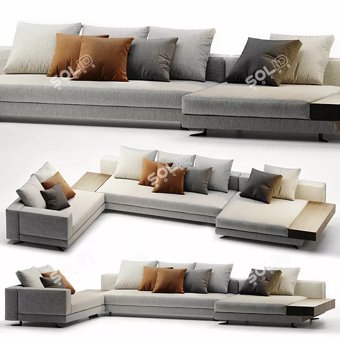 Sleek Minotti White Sofa 3D model image 8