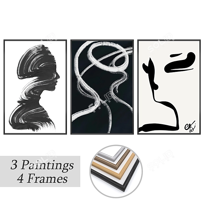 Decorative Wall Art Set with Multiple Frames 3D model image 1