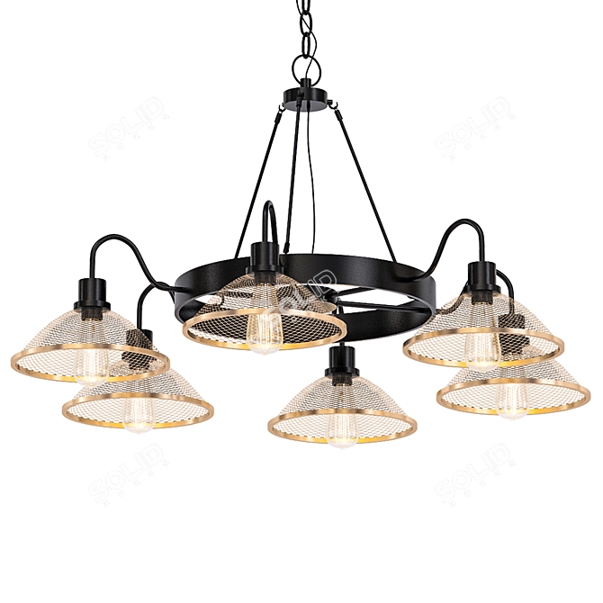 Industrial Conical Mesh Chandelier 3D model image 1