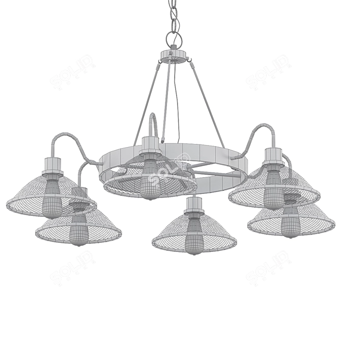 Industrial Conical Mesh Chandelier 3D model image 2