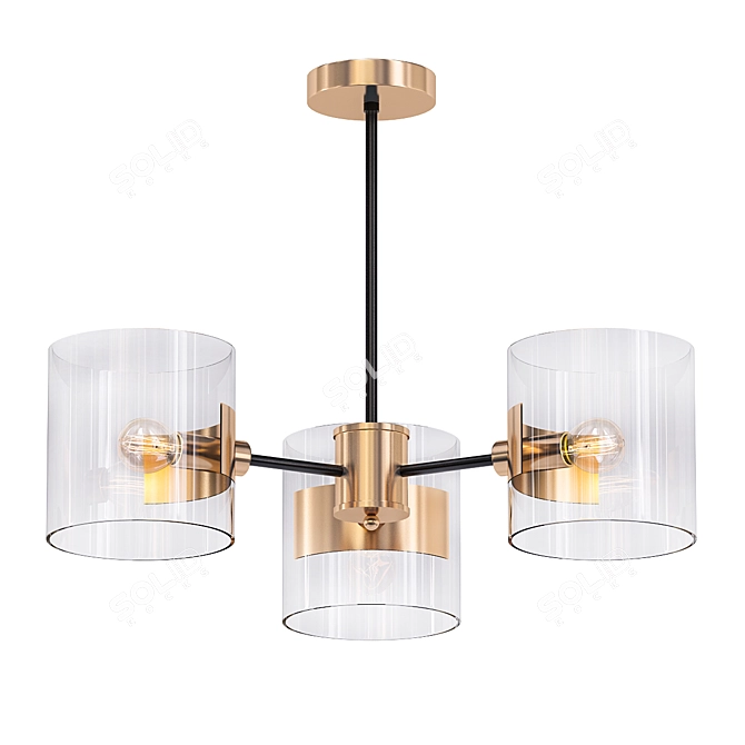 Smoke Grey Glass Chandelier 3D model image 1