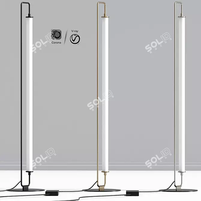 Title: Sleek Metal LED Floor Lamp 3D model image 1