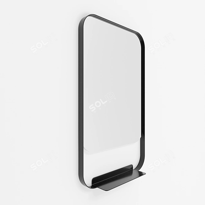 Iron Frame Rectangular Mirror with Shelf 3D model image 2