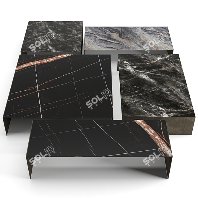 Luxury Marble Coffee Table Set 3D model image 2