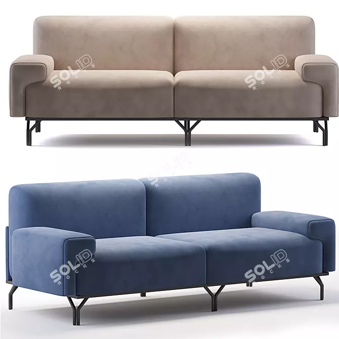  sleek modern sofa 3D model image 1