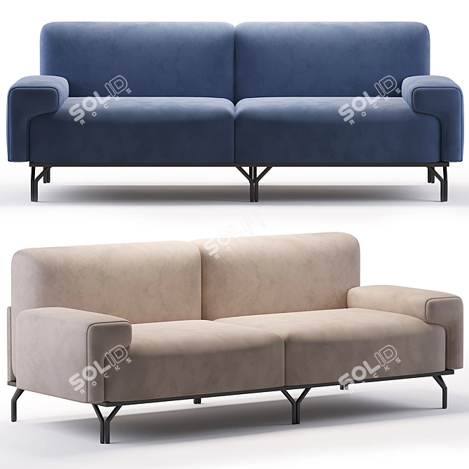  sleek modern sofa 3D model image 2