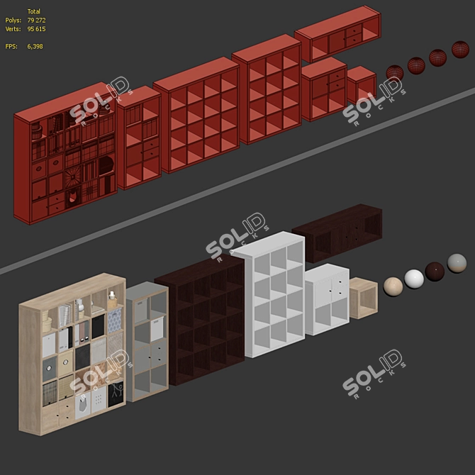 Customizable IKEA KALLAX Rack 3D model image 6