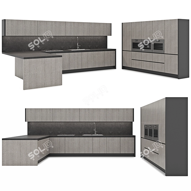 Modern Kitchen Set: ALEA - Stylish and Functional 3D model image 1