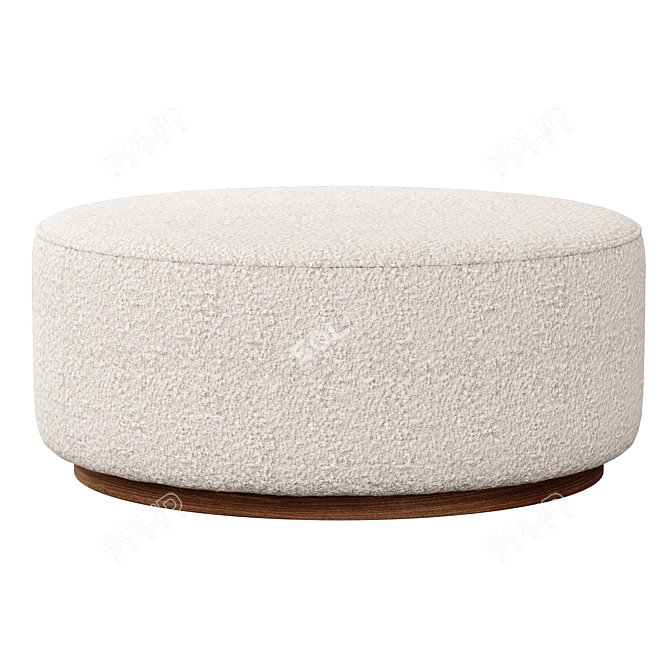 Sinclair Boucle Ottoman - Oyster Suede 3D model image 1