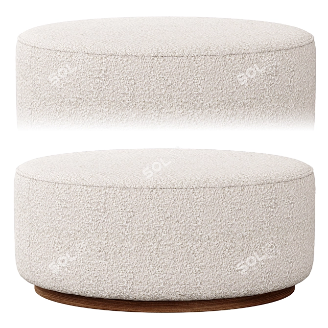 Sinclair Boucle Ottoman - Oyster Suede 3D model image 2